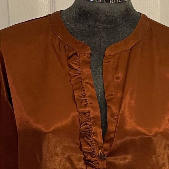 STARK X Deep Copper Satin Blouse Size Small - Picture 4 of 9